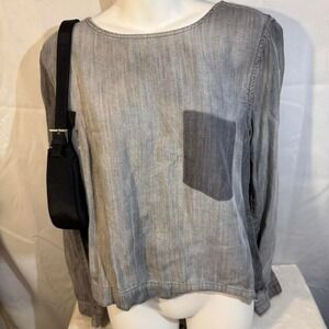 Cloth & Stone Anthropologie Gray Tencel Lace-Up Back Top Size M